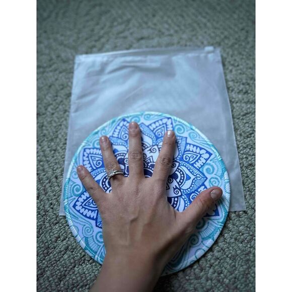 NEW Highland Home Ocean Fantasy Round Mandala Design Blue And White mousepad - Picture 1 of 4